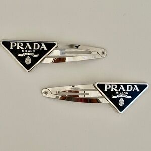 Prada Triangle Logo Hair Clips